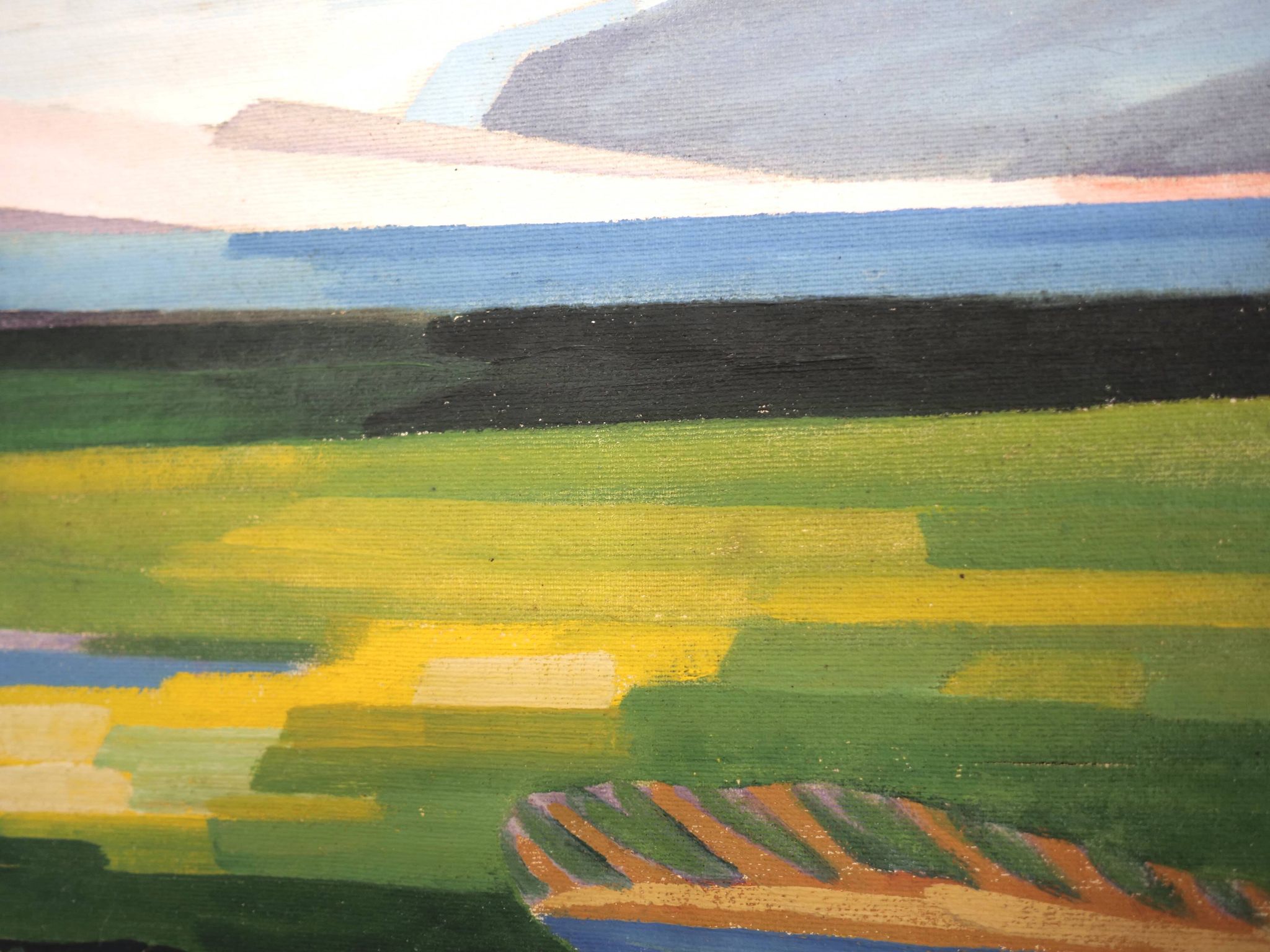 oil painting on canvas geometric landscape, Nordic