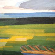 oil painting on canvas geometric landscape, Nordic