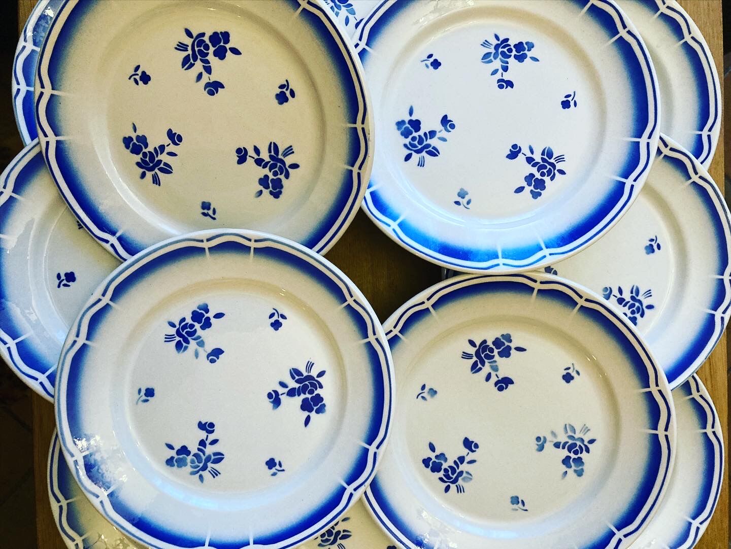 Set of 12 plates with opaque porcelain dessert Badonviller