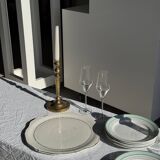 Set of 8 antique turquoise deep plates with a gold rim D22.5