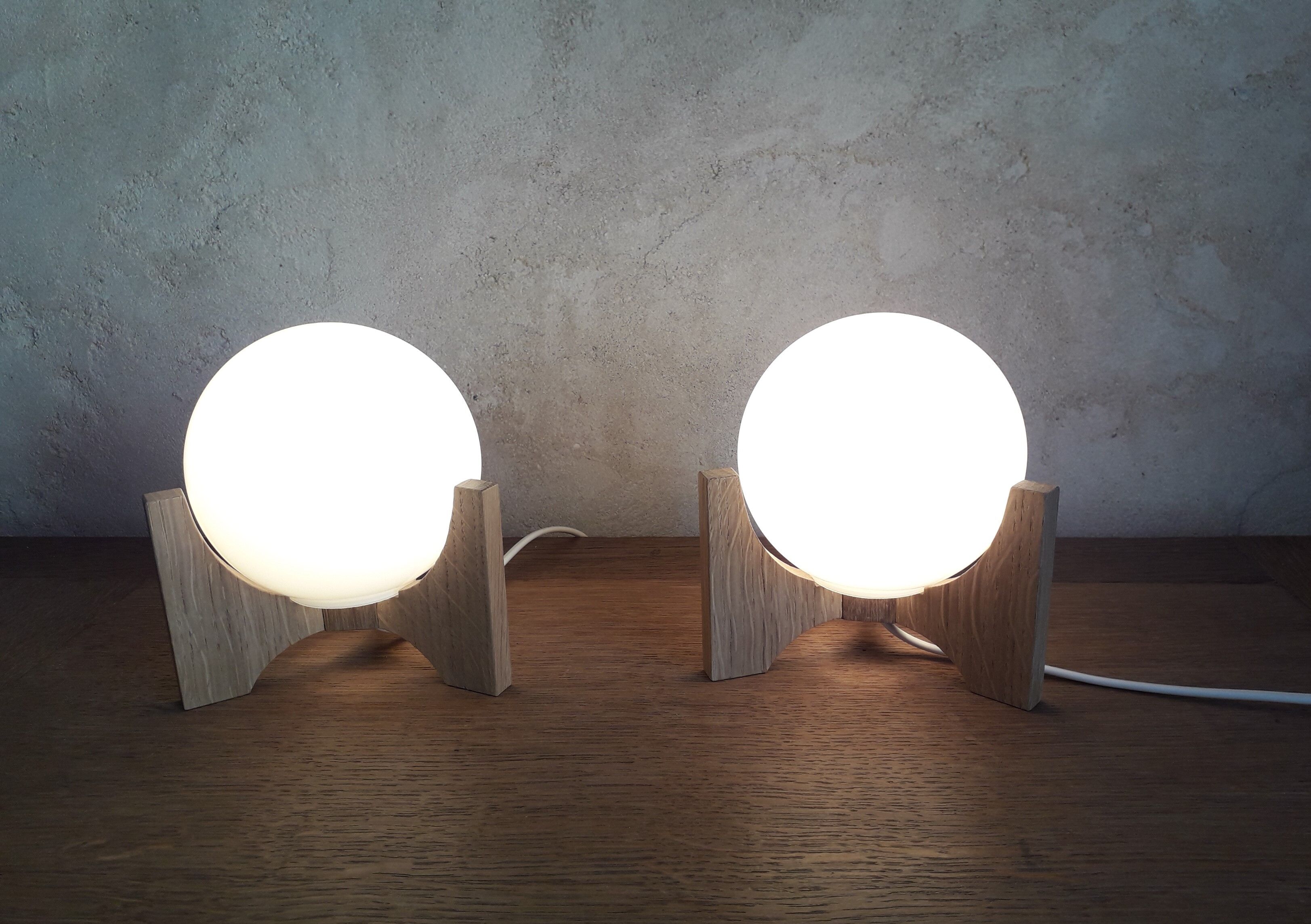 Pair of opaline bedside lamps