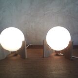 Pair of opaline bedside lamps