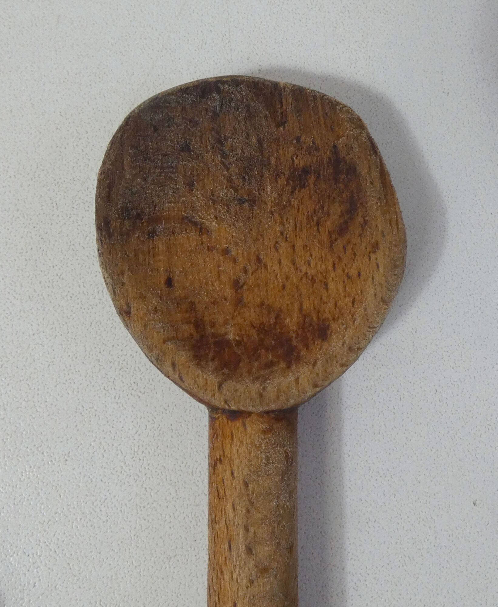 3 old small wooden spoons carved folk art