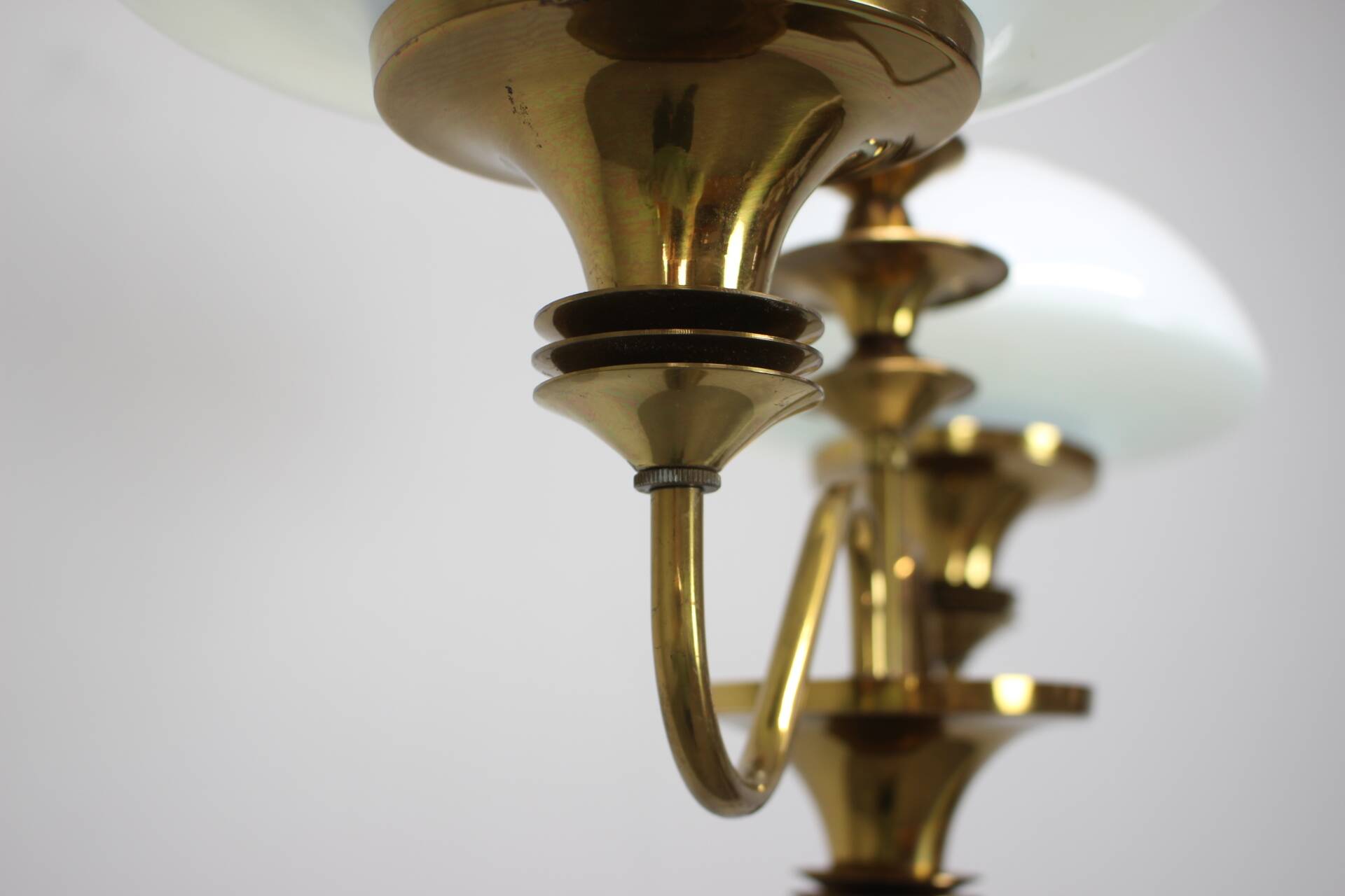 Mid-Century Brass Chandelier, Czechoslovakia, 1970s, Made in Jablonec Glass