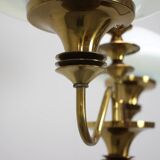 Mid-Century Brass Chandelier, Czechoslovakia, 1970s, Made in Jablonec Glass
