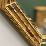 Pair gilt octagonal mirrors by Deknudt, vintage églomisé, Belgian 1970s, gold