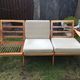 Vintage Scandinavian bench and armchairs of 4 pieces, 1 bench and 3 armchairs.
