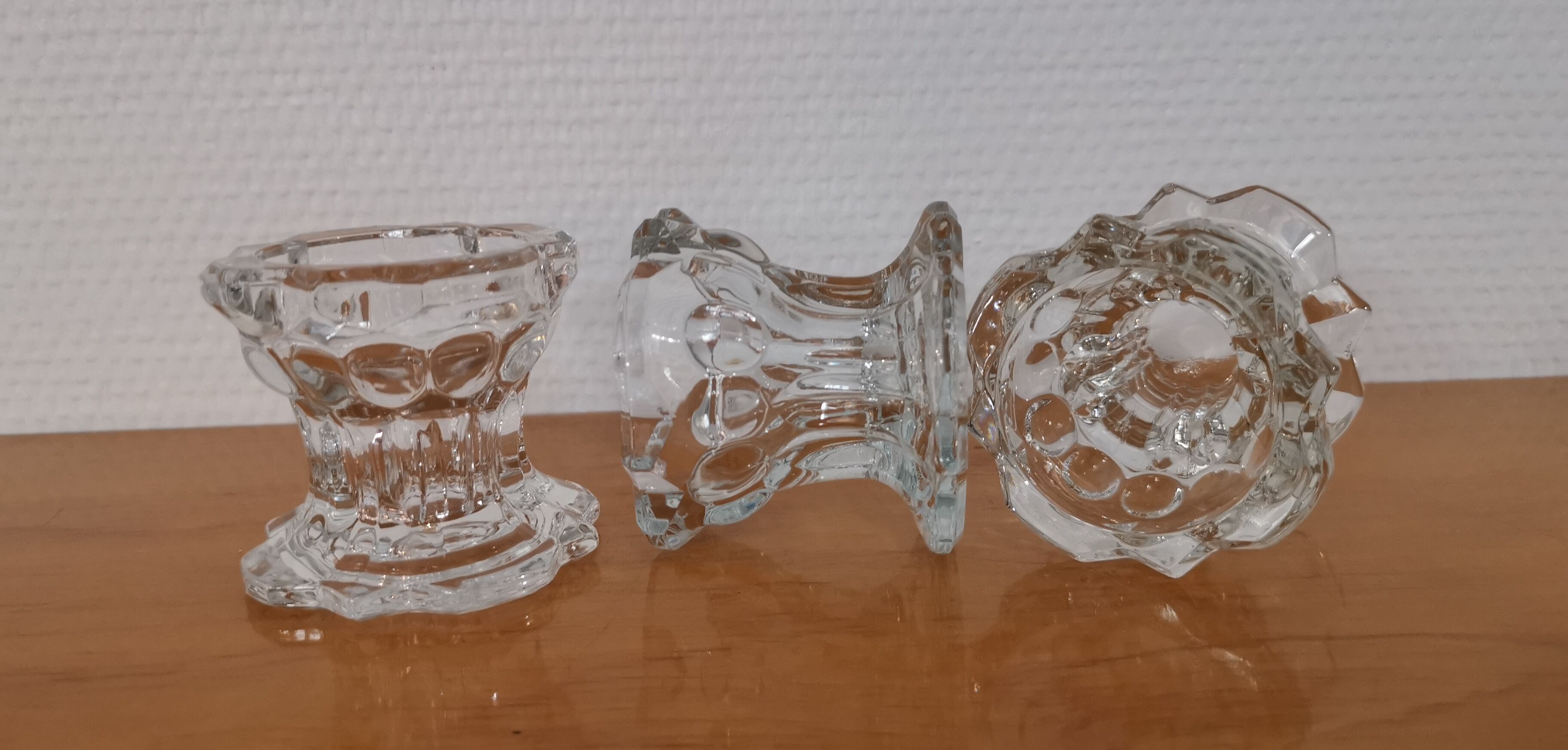 3 Reims glass candle holders France 1970s