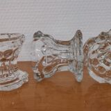 3 Reims glass candle holders France 1970s