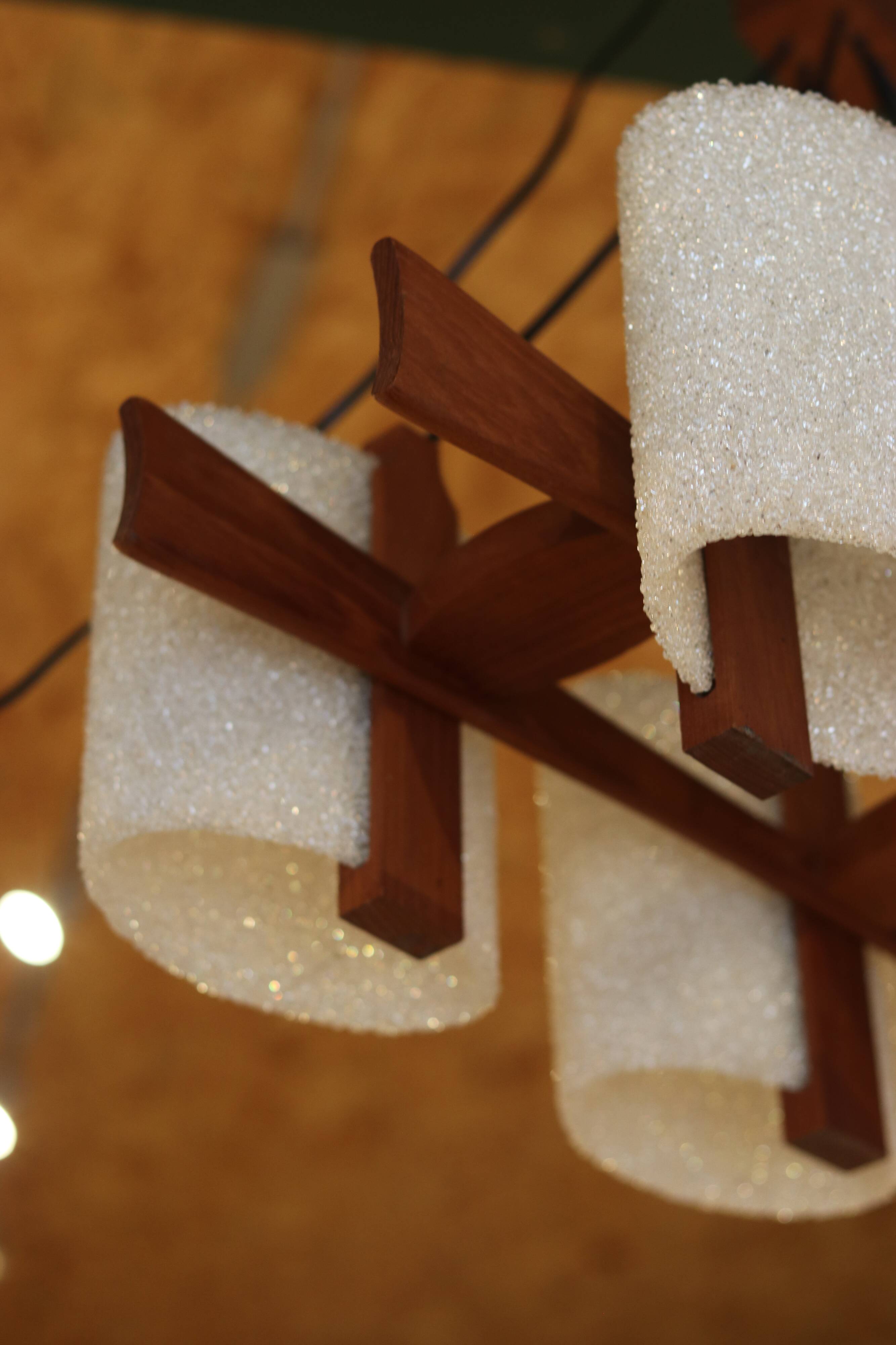Teak & Perspex granite chandelier (60s)
