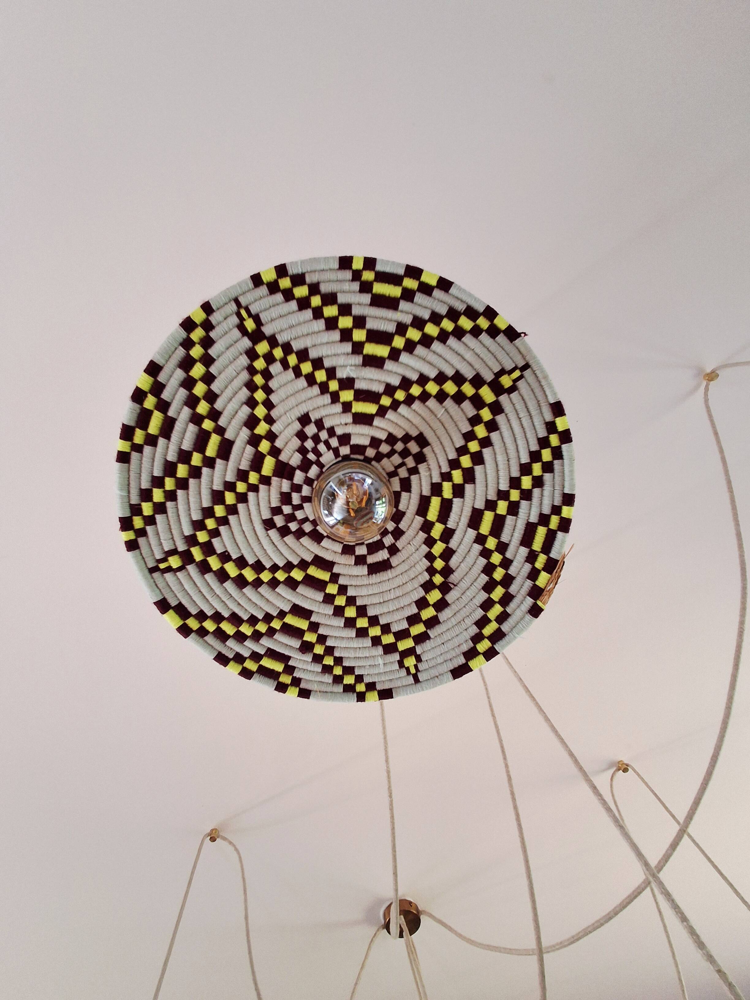 Handcrafted suspension cascade 6 lights "Moroccan Basket"