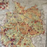 Cold war map of ddr east germany and west germany map 1963 linen school map