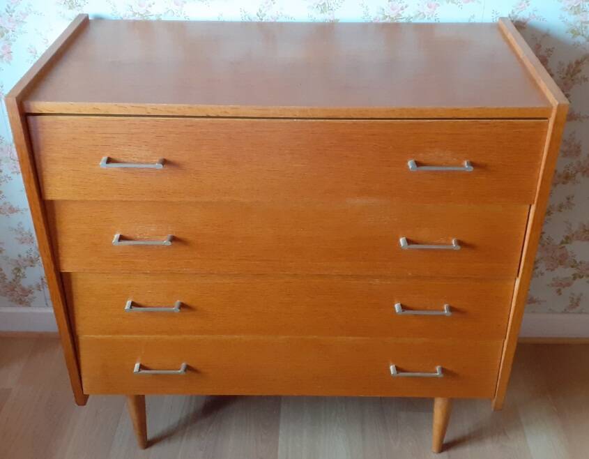 1950s compass foot chest of drawers