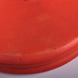 Ensemble de lampes de table rembourrées en cuir orange français années 1960