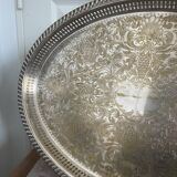 Vintage Silver Metal Tray Floral Rococo Pattern 55x40cm 1970