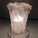 Plexiglass horse lamp in the style of Lalique.