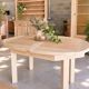 Oval wooden table – 2 extensions – sandblasted & varnished