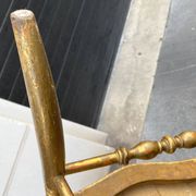 Napoleon III chair in gilded wood and pink velvet, old Chiavari wooden chair