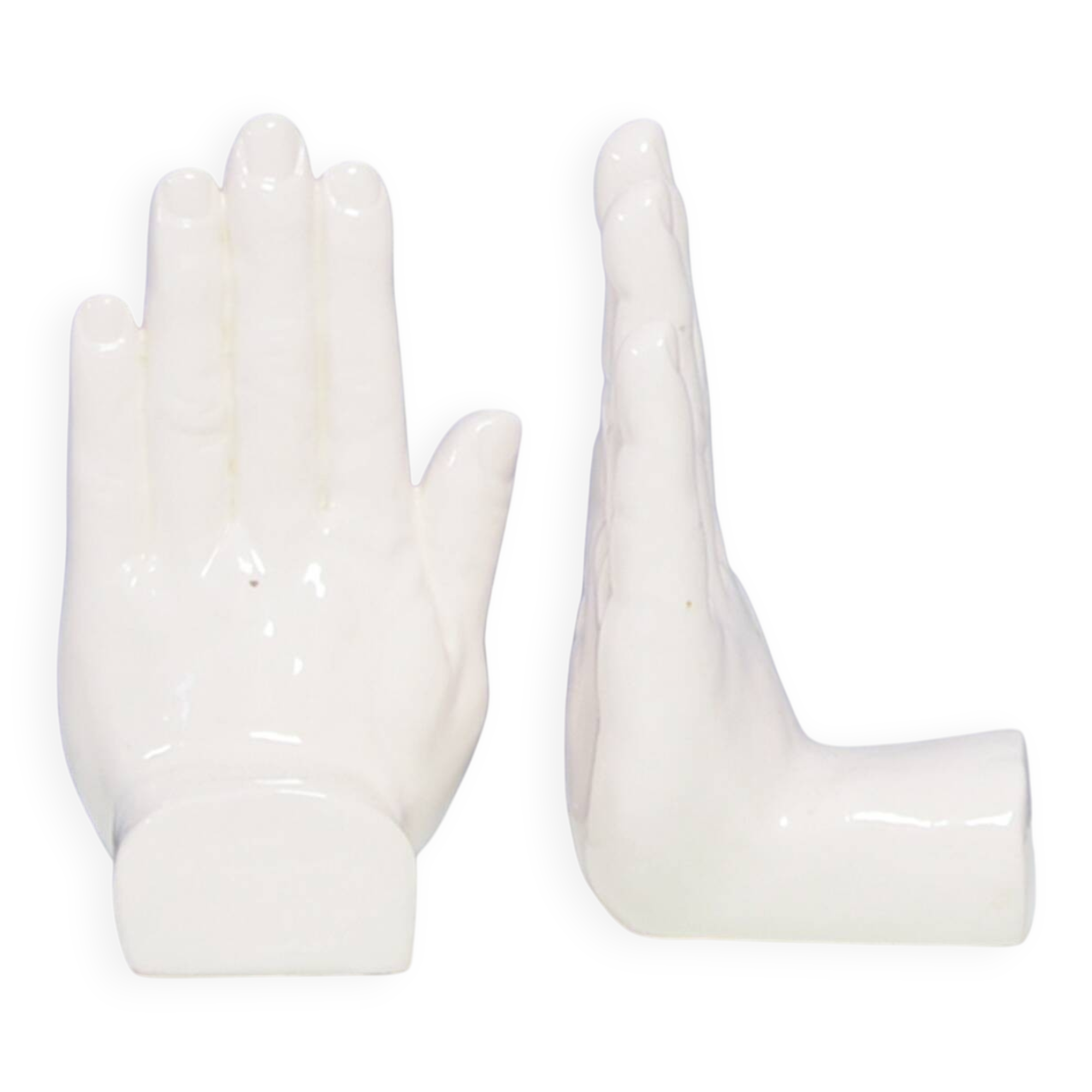Set of 2 white porcelain hand bookends