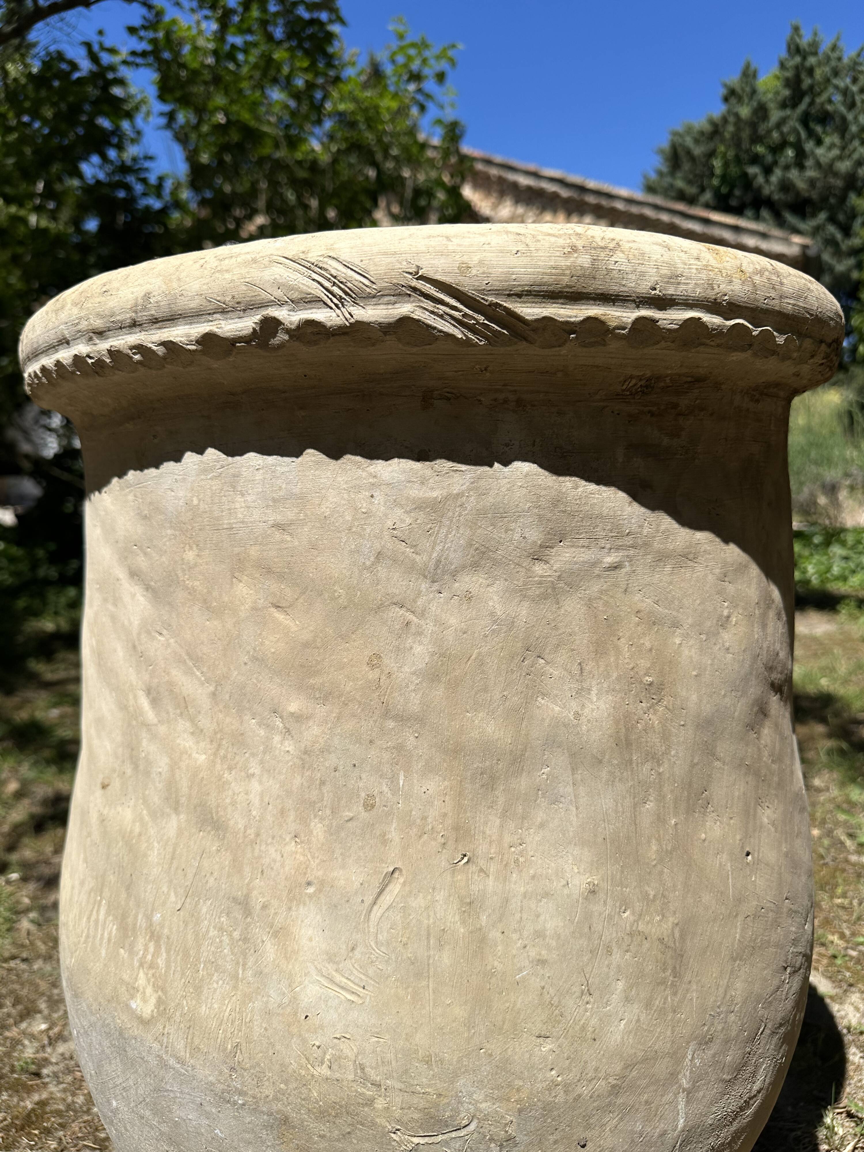 Ancient terracotta pottery jar from the 19th century.