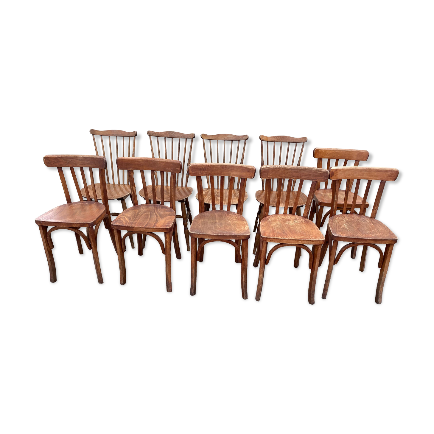 Set of 10 mismatched chairs