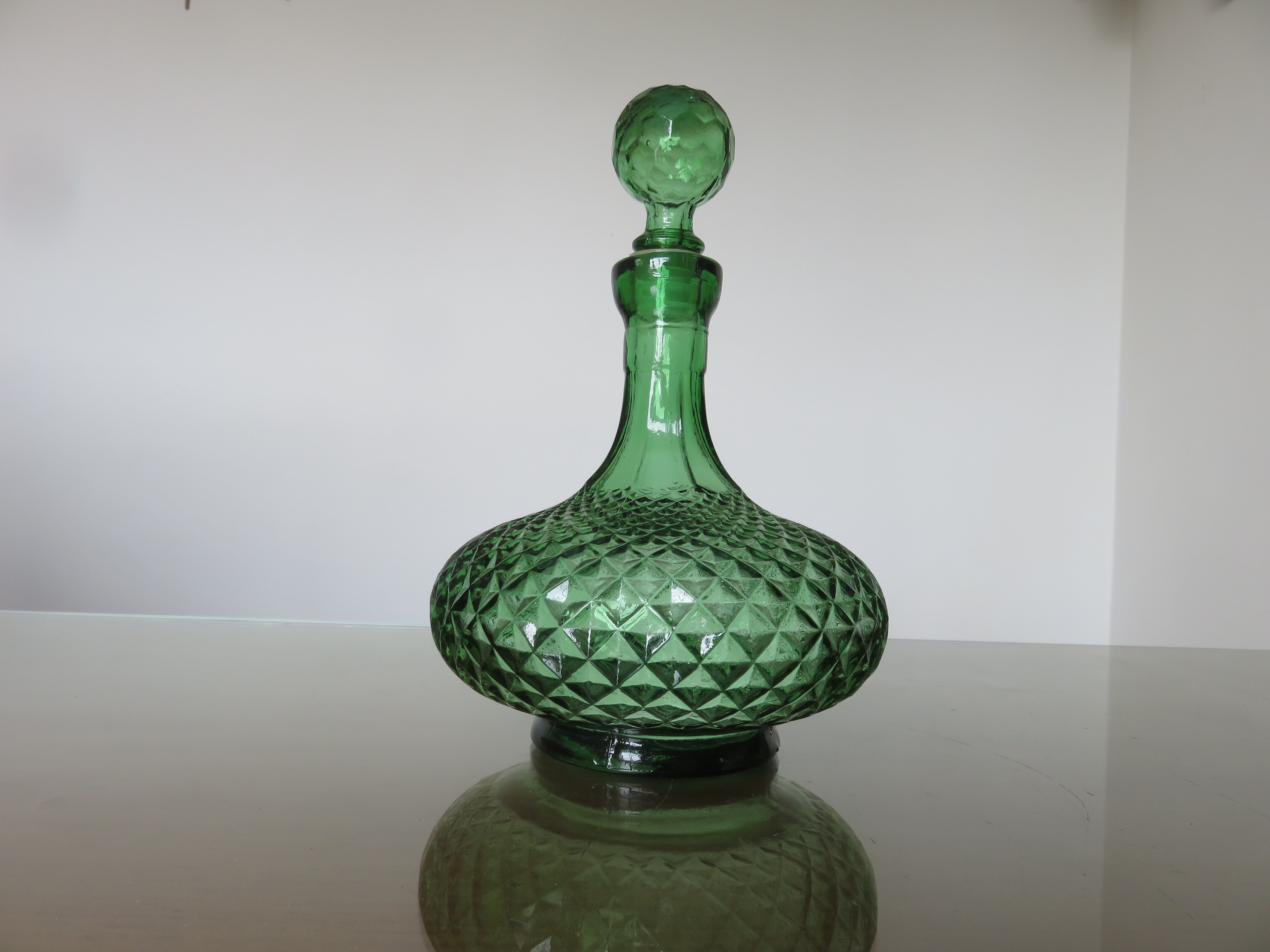 Carafe empoli made in italy diamond tip glass 60s 70s