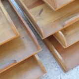 Lot de 8 bannettes de rangement de bureau bois clair