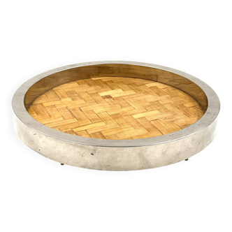Hollywood regency bamboo and brass tray, Italy 1970s