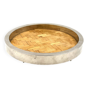 Hollywood regency bamboo and brass tray, Italy 1970s