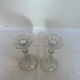 Pair of glass candle holders