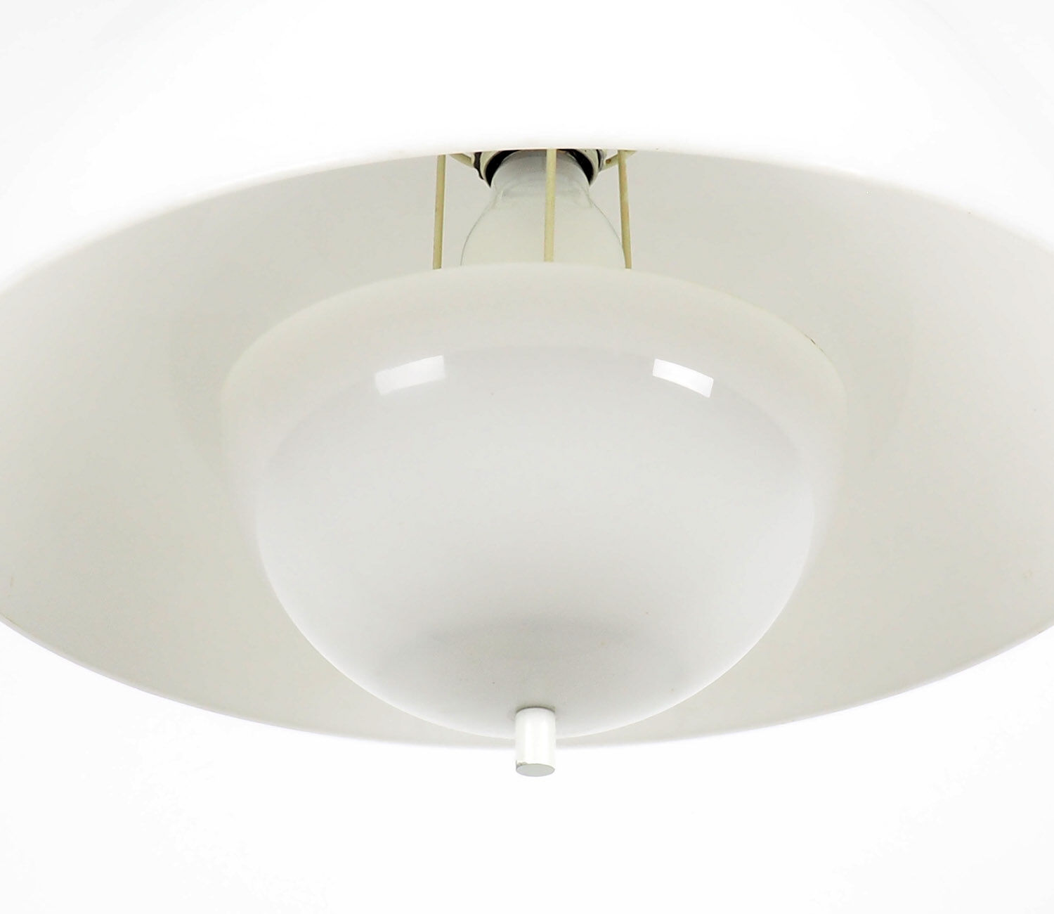 Space Age vintage white bol hanging lamp, 1970's