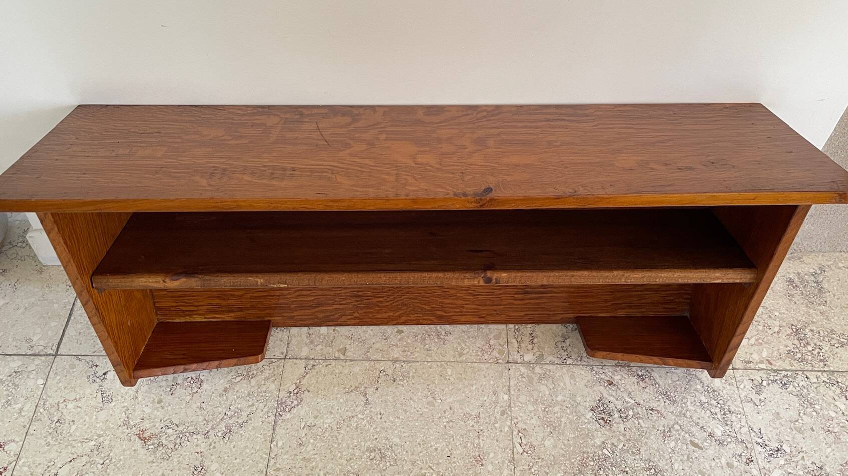 Geometric Wall Shelf Solid Oak Vintage