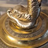 Lamp Dauphin bronze 1920 with tulip signed (Noverdy France) 32x11