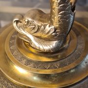 Lamp Dauphin bronze 1920 with tulip signed (Noverdy France) 32x11