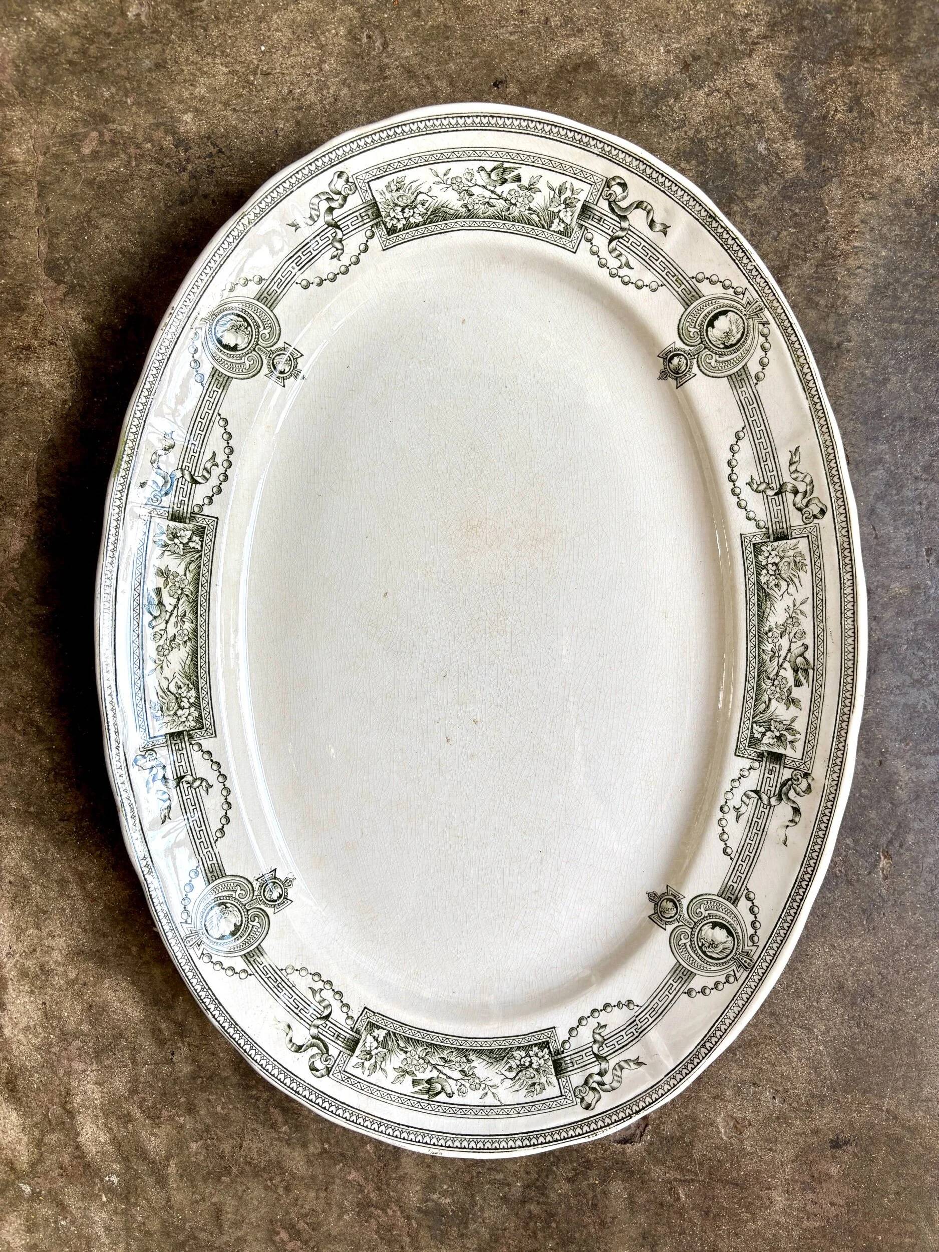 Oval ironstone dish from St Amand and Hamage, "Medallion" service