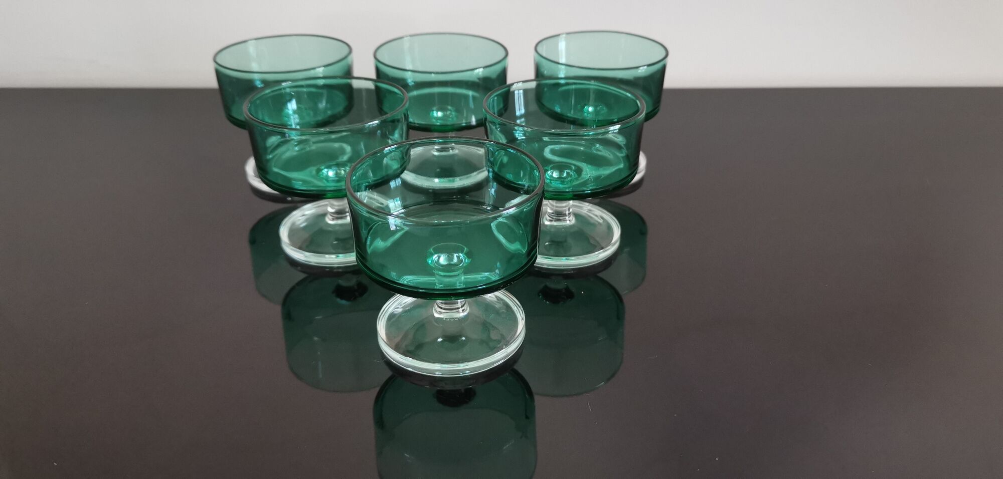 Set of 6 glasses of champagne Cavalier Luminarc vintage emerald green