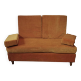 Vintage orange velvet bench from the 70s