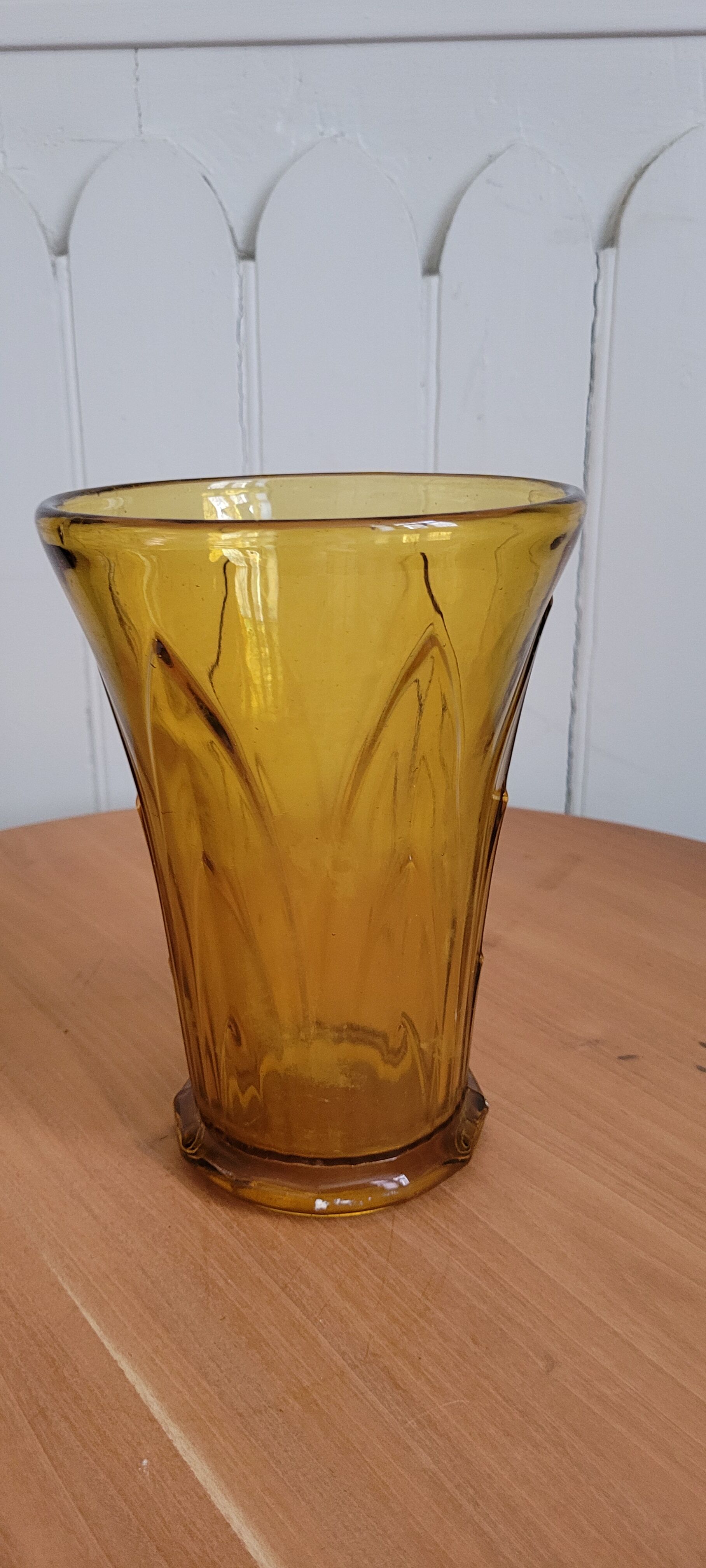 Amber glass vase