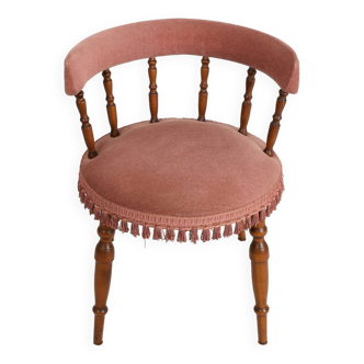 Ancien fauteuil en velours, style crapaud, des années 50