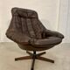 Vintage danish mid century leather swivel egg chair by bramin 1960,s