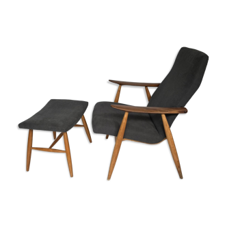 Vintage Scandinavian armchair and ottoman