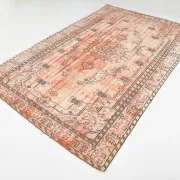 Terracotta & Red Vintage Persian Rug, Turkish Handmade Wool Rustic Carpet