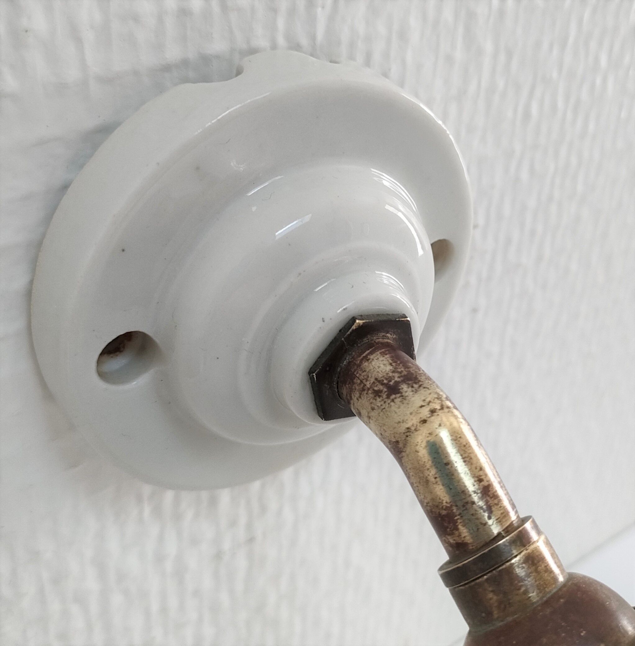 Wall lamp glass Clichy white brass porcelain 30s