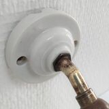 Wall lamp glass Clichy white brass porcelain 30s