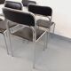 Set of 6 vintage Italian stackable chairs in chrome metal and skai.