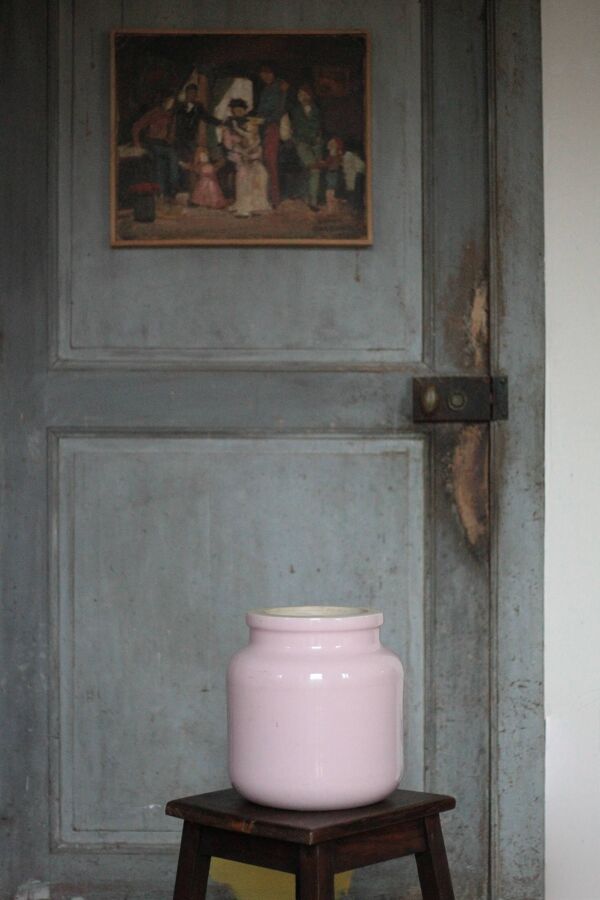 Pot porcelaine XL, jarre porcelaine rose,vase, rangement, déco