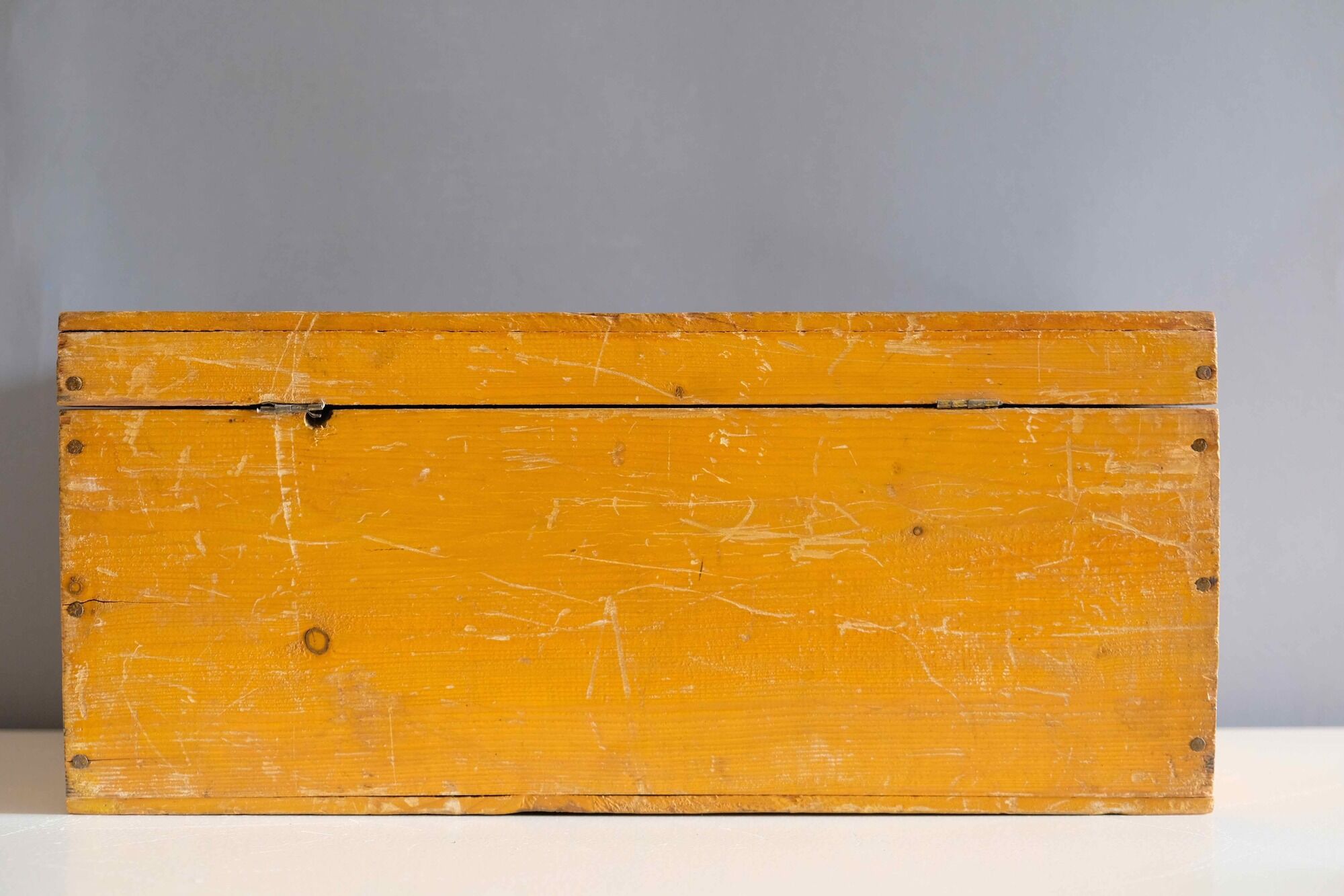 Ancient rice starch wooden case trunk W. Paterson, france
