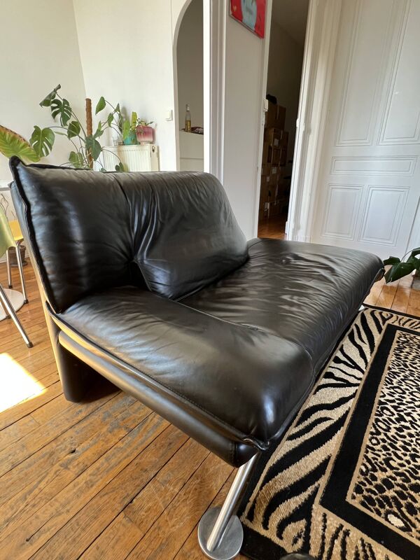 Dormeuse/Méridienne design en cuir noir Nicoletti Home