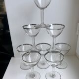 Set of 8 wine glasses with silver edging 50s