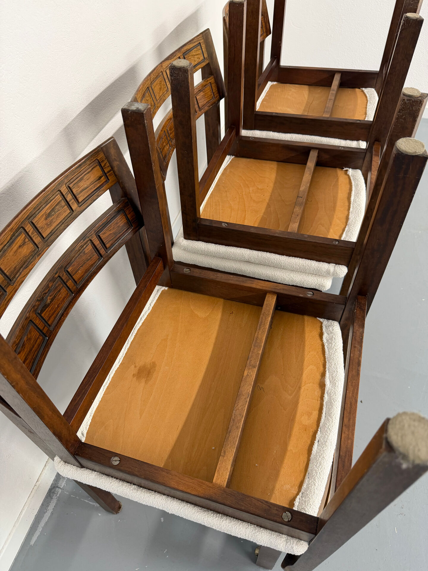 Lot de 6 chaises palissandre forme géométriques design italien 1960